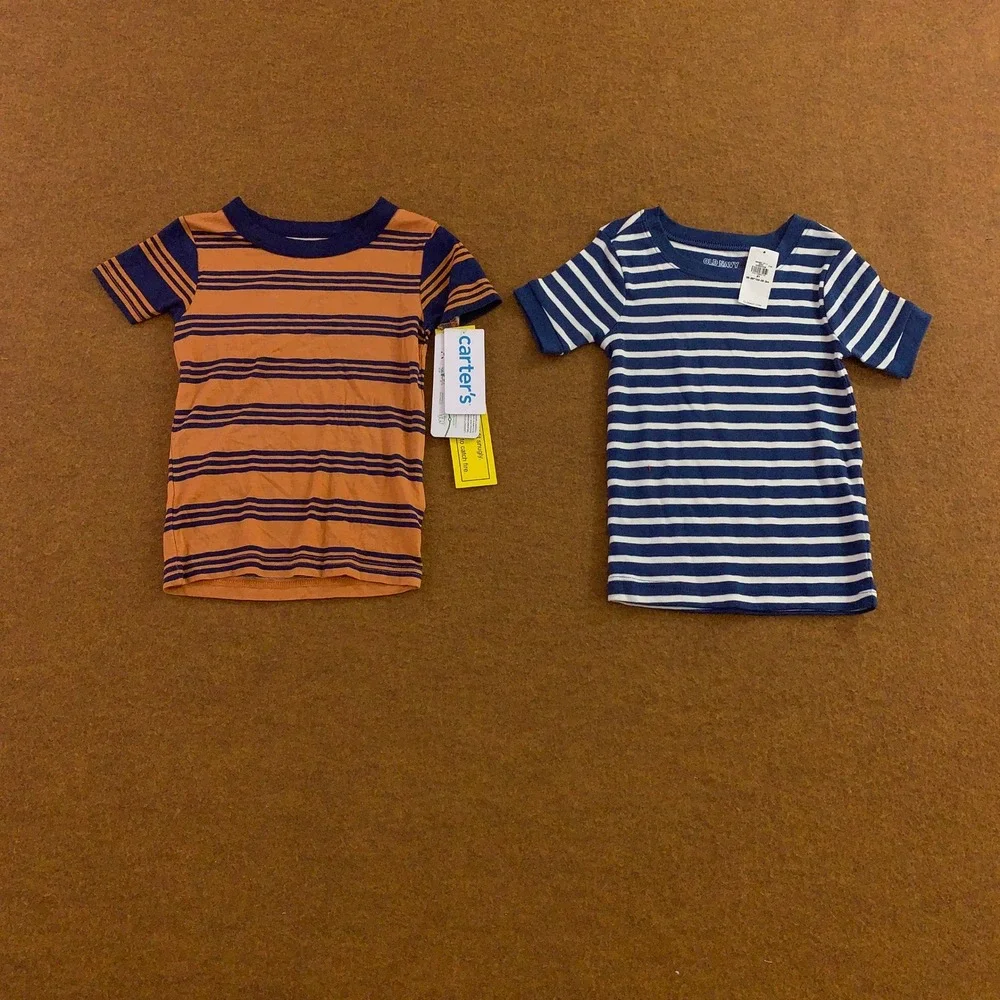 Carter's Old Navy Toddler 3T Multi-Color Striped Pajama Shirt Bundle 2pk NWT